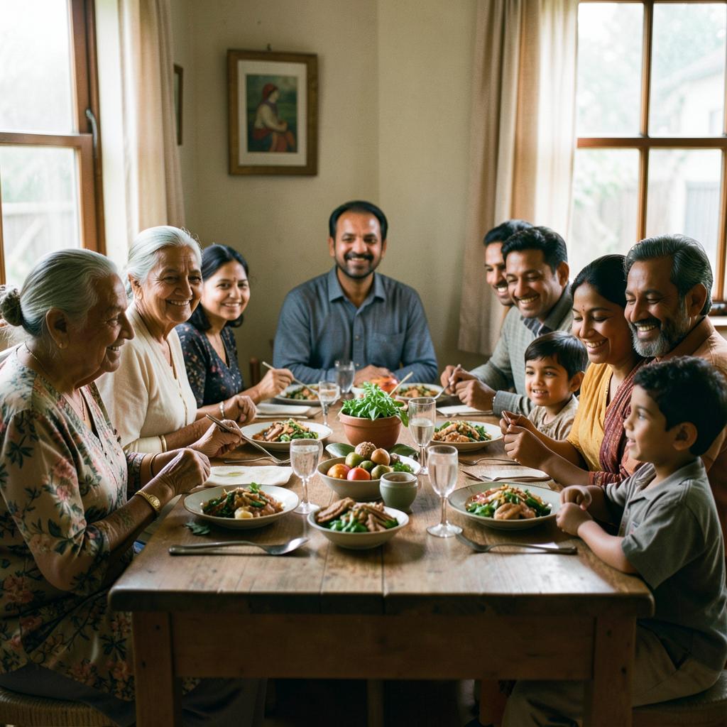 A multigenerational family sharing a meal